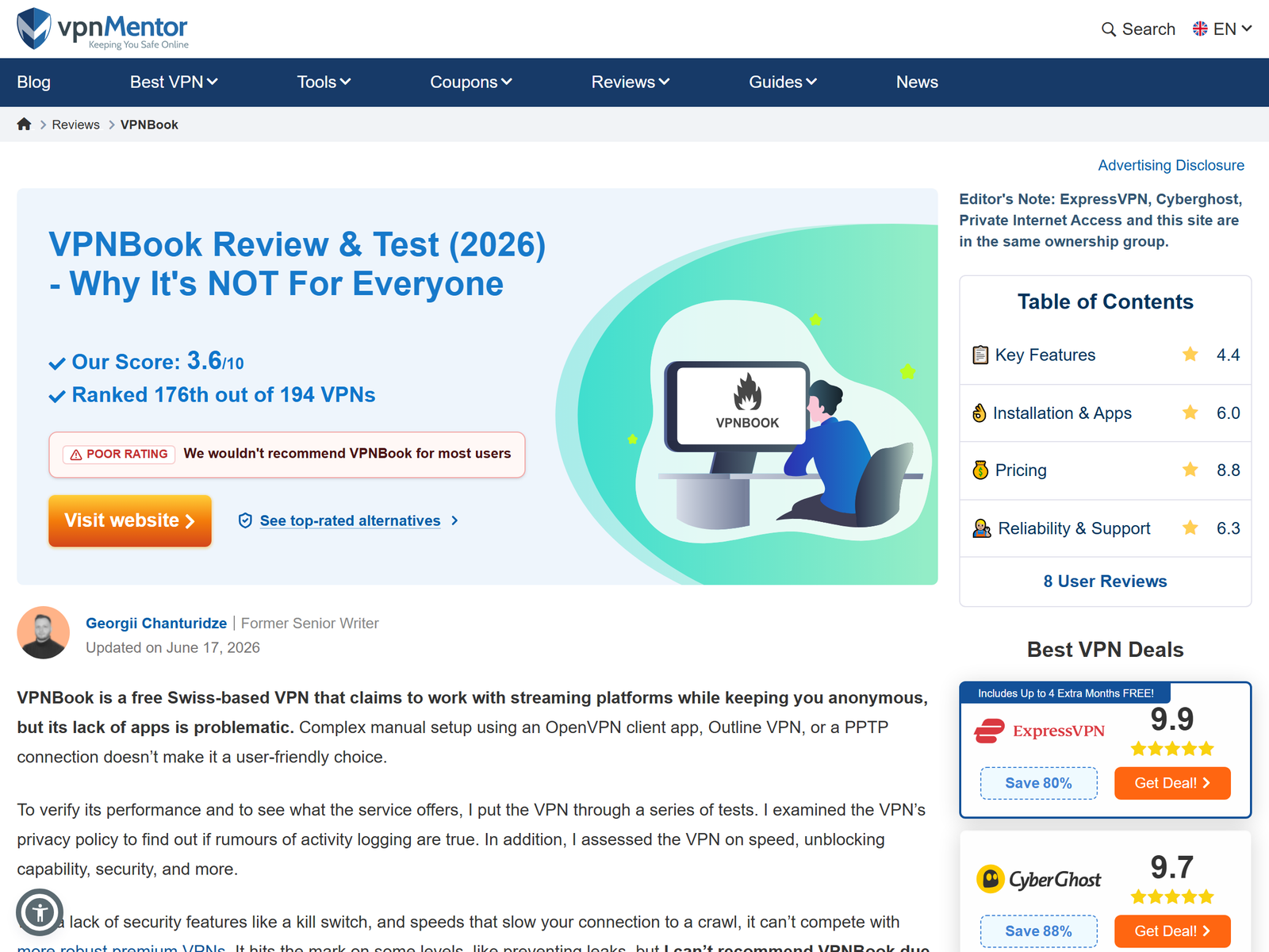 VPNbook Review 2026 - A Free VPN That Costs You in Privacy