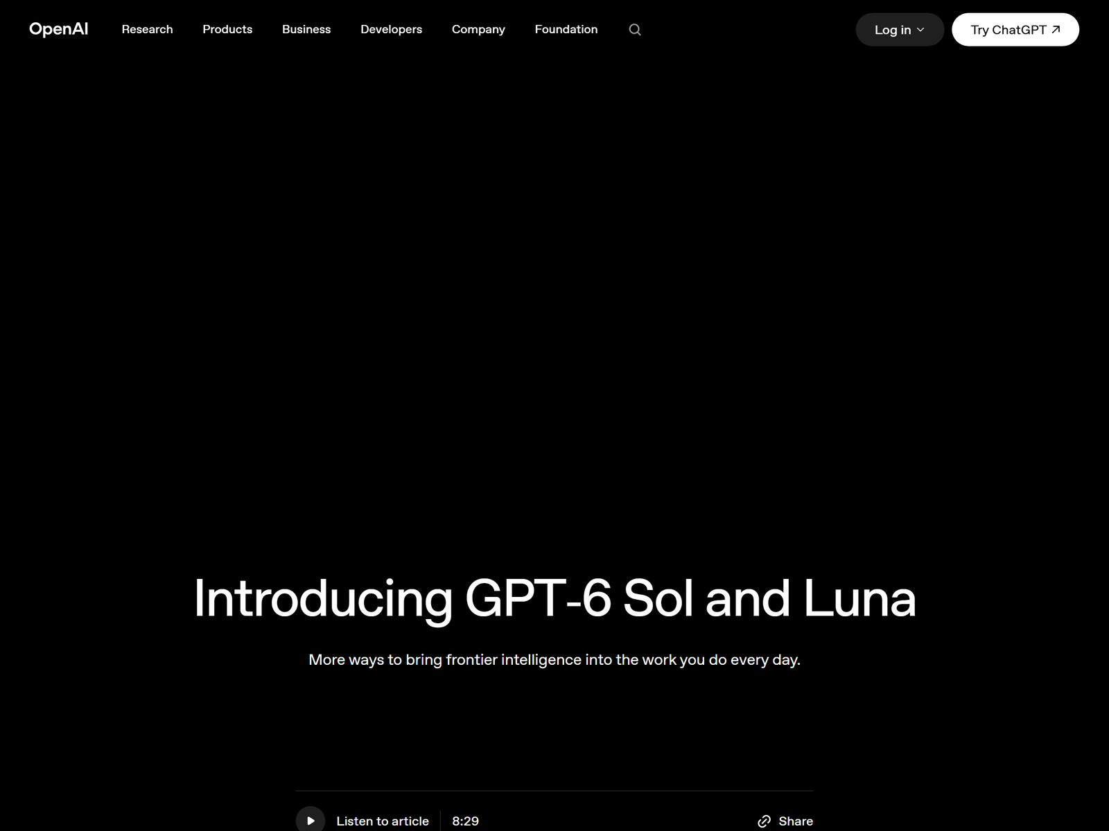 OpenAI GPT-6 Sol and Luna announcement