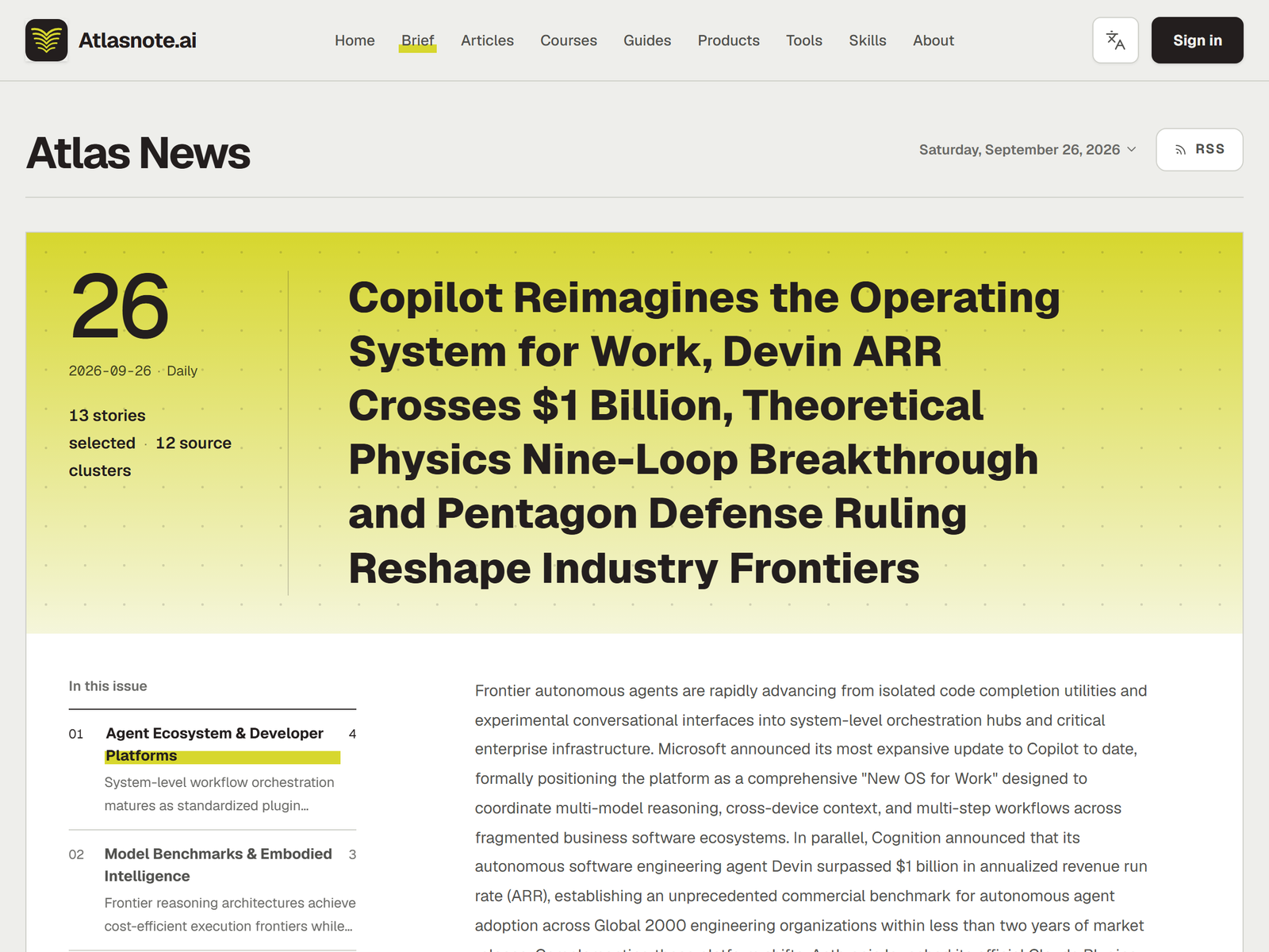 Atlasnote AI daily brief Copilot
