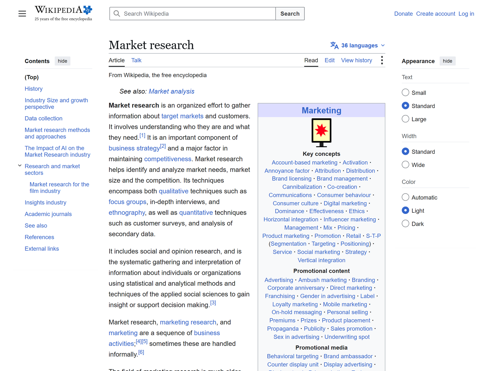 Market Research (Wikipedia)