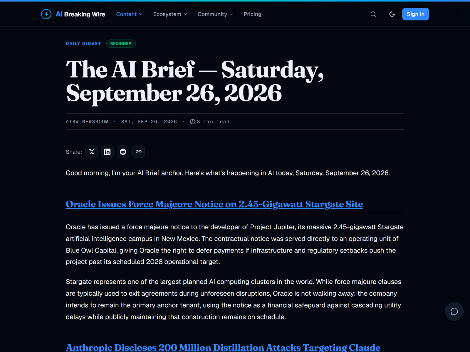 AI Breaking Wire daily brief