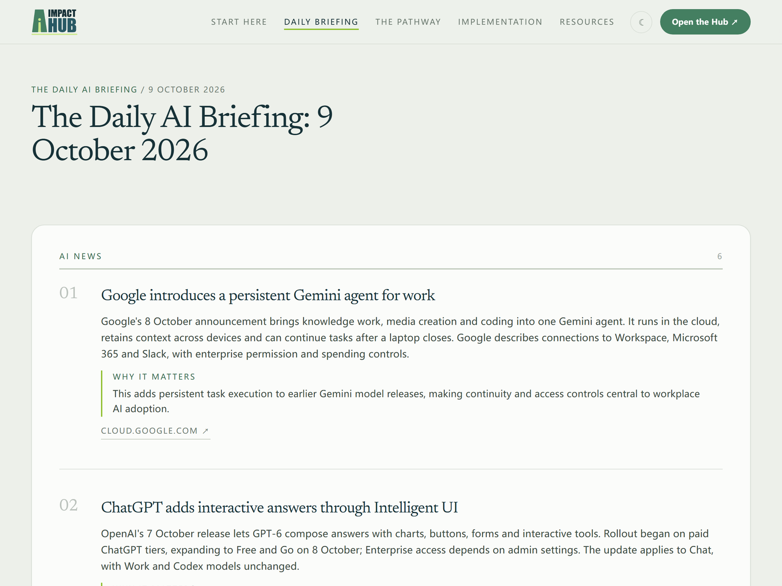 AI Impact Hub daily briefing