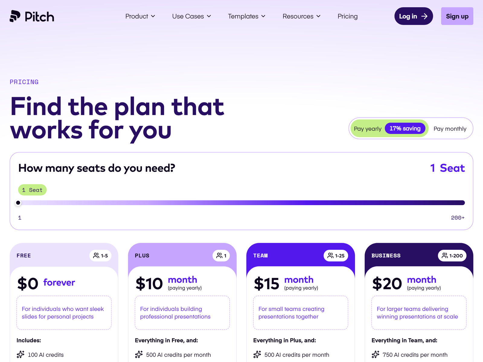 Pitch pricing