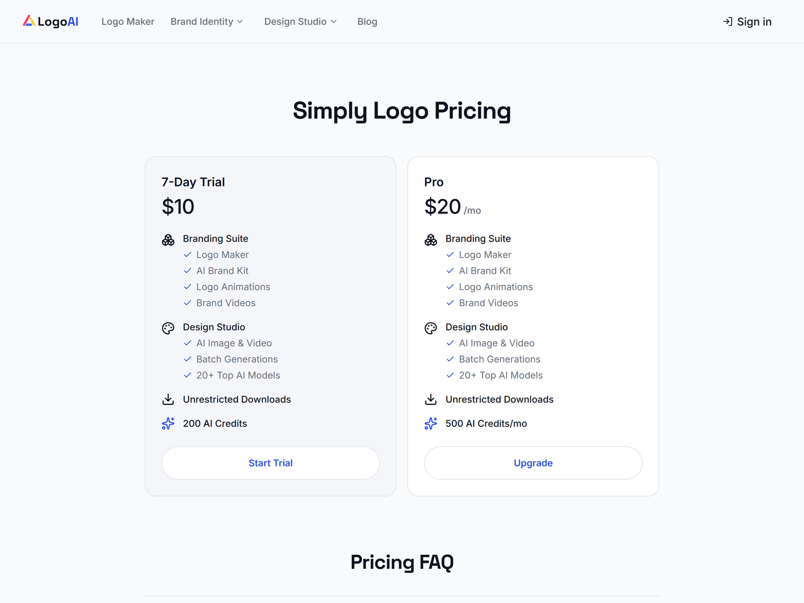LogoAI pricing