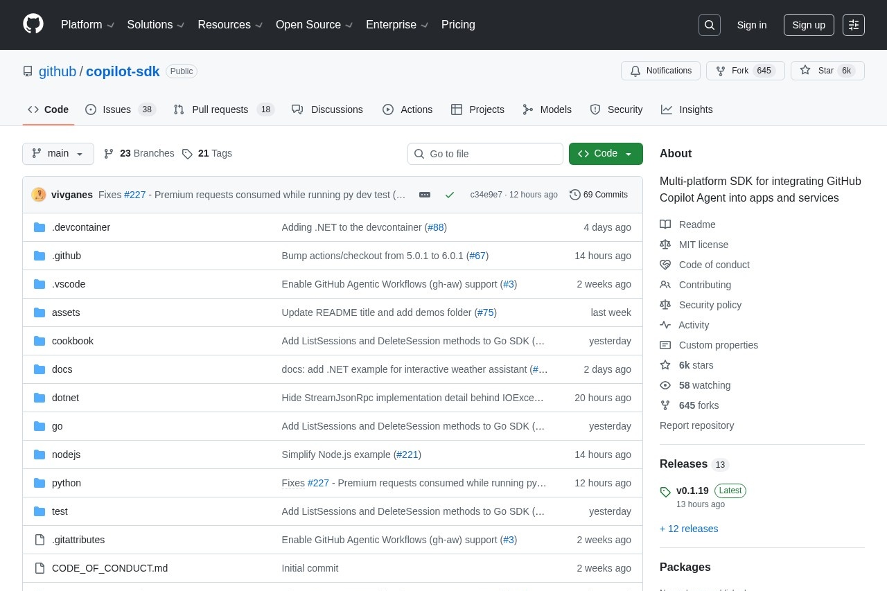 GitHub - github/copilot-sdk: Multi-platform SDK for integrating GitHub Copilot Agent into apps and services