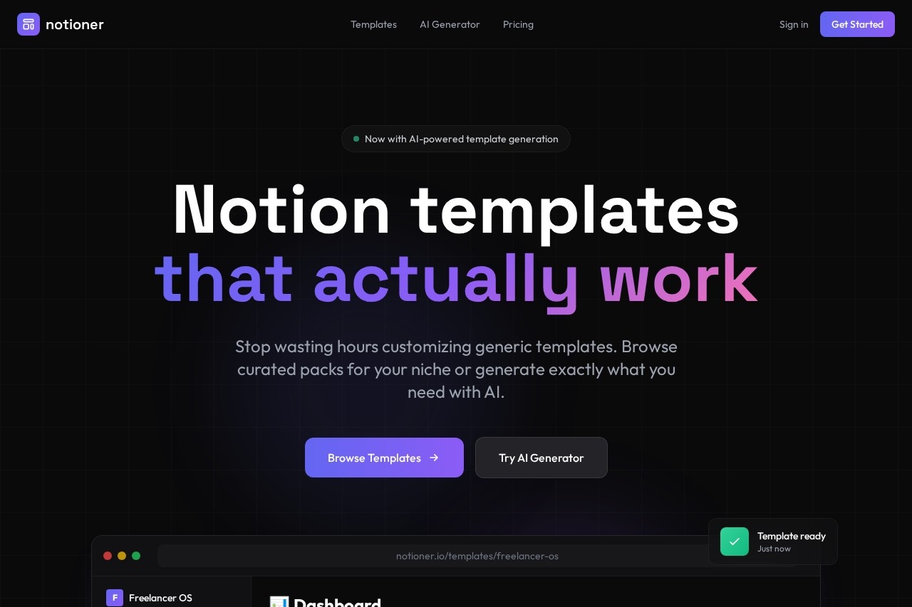 Notioner — Notion Templates & AI Generator