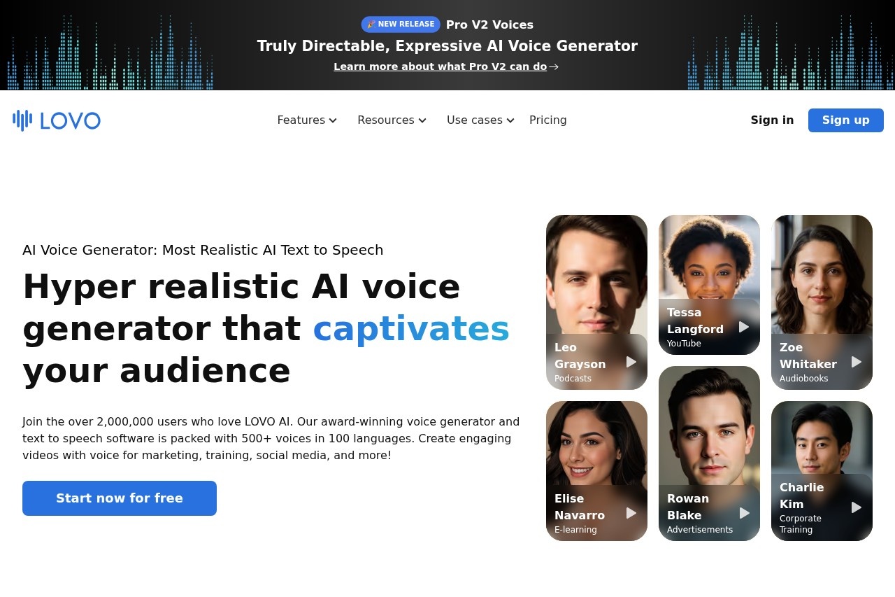 LOVO: Free AI Voice Generator & Text to Speech