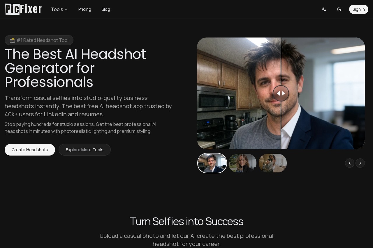 Best AI Headshot Generator | Create Professional Photos Free | PicFixer
