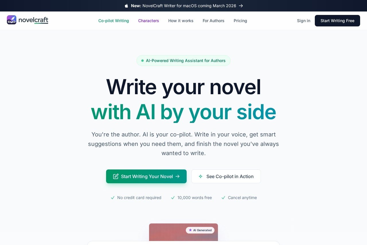 NovelCraft - AI Writing Assistant