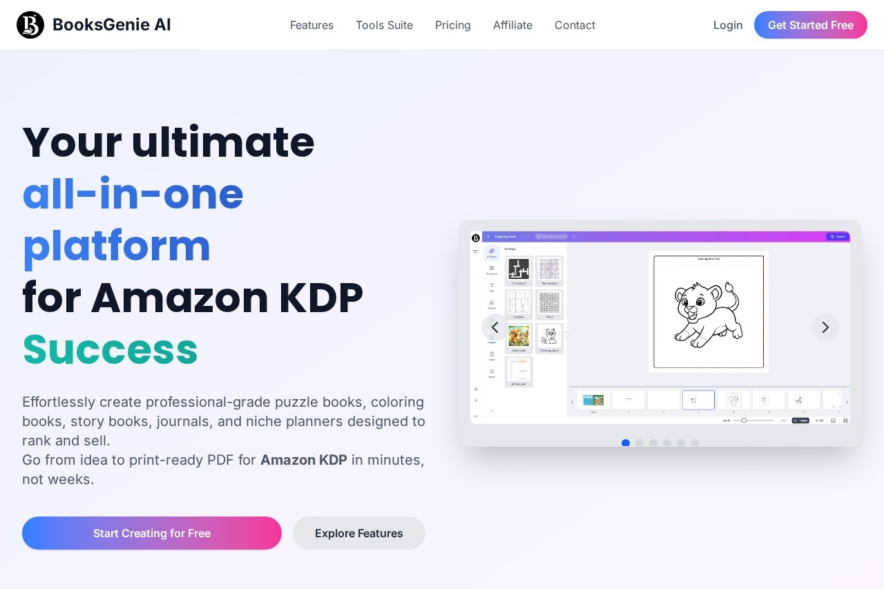 BooksGenie AI | Your ultimate all-in-one platform for Amazon KDP Success