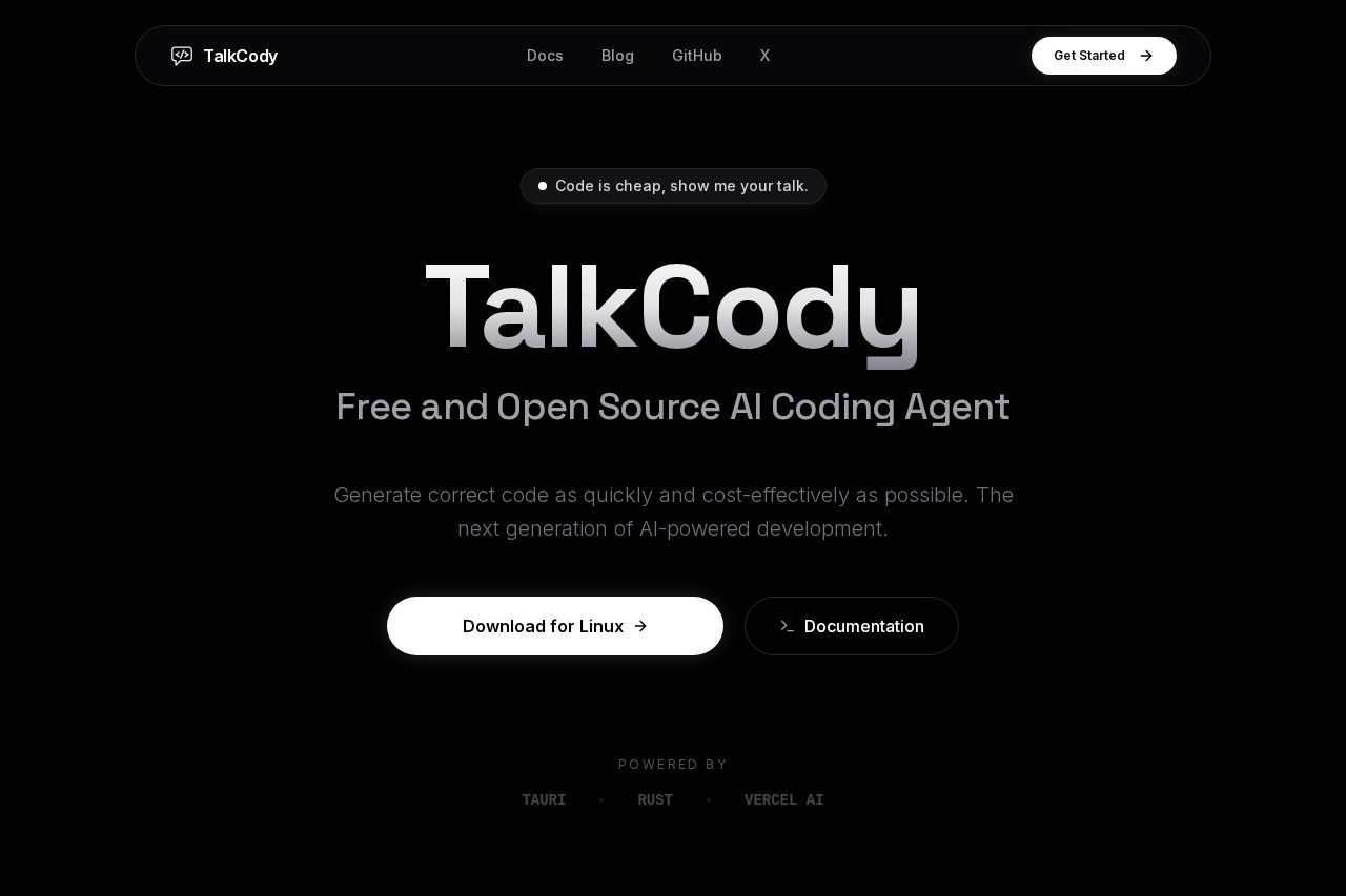 TalkCody - Free and Open Source AI Coding Agent