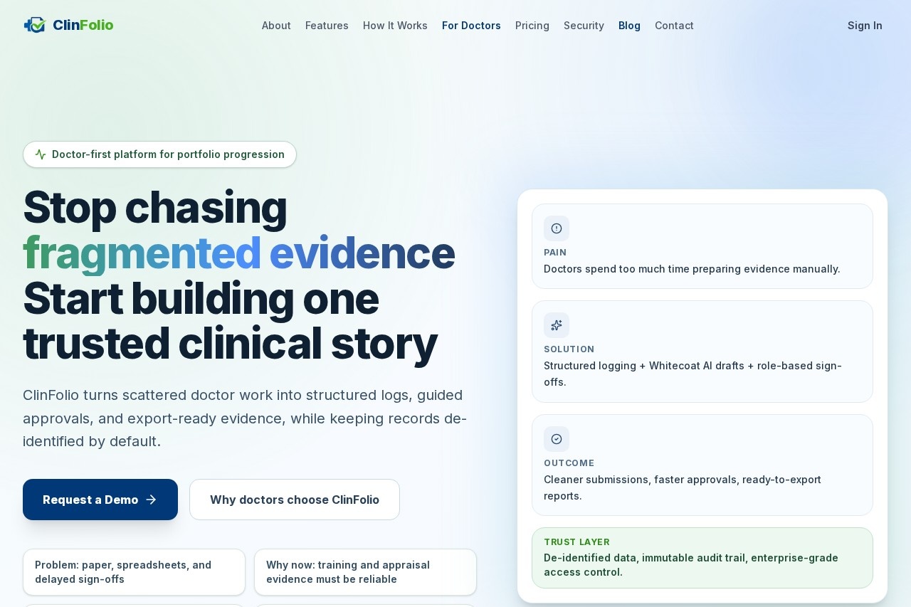 ClinFolio — Clinical Portfolio Platform for Doctors